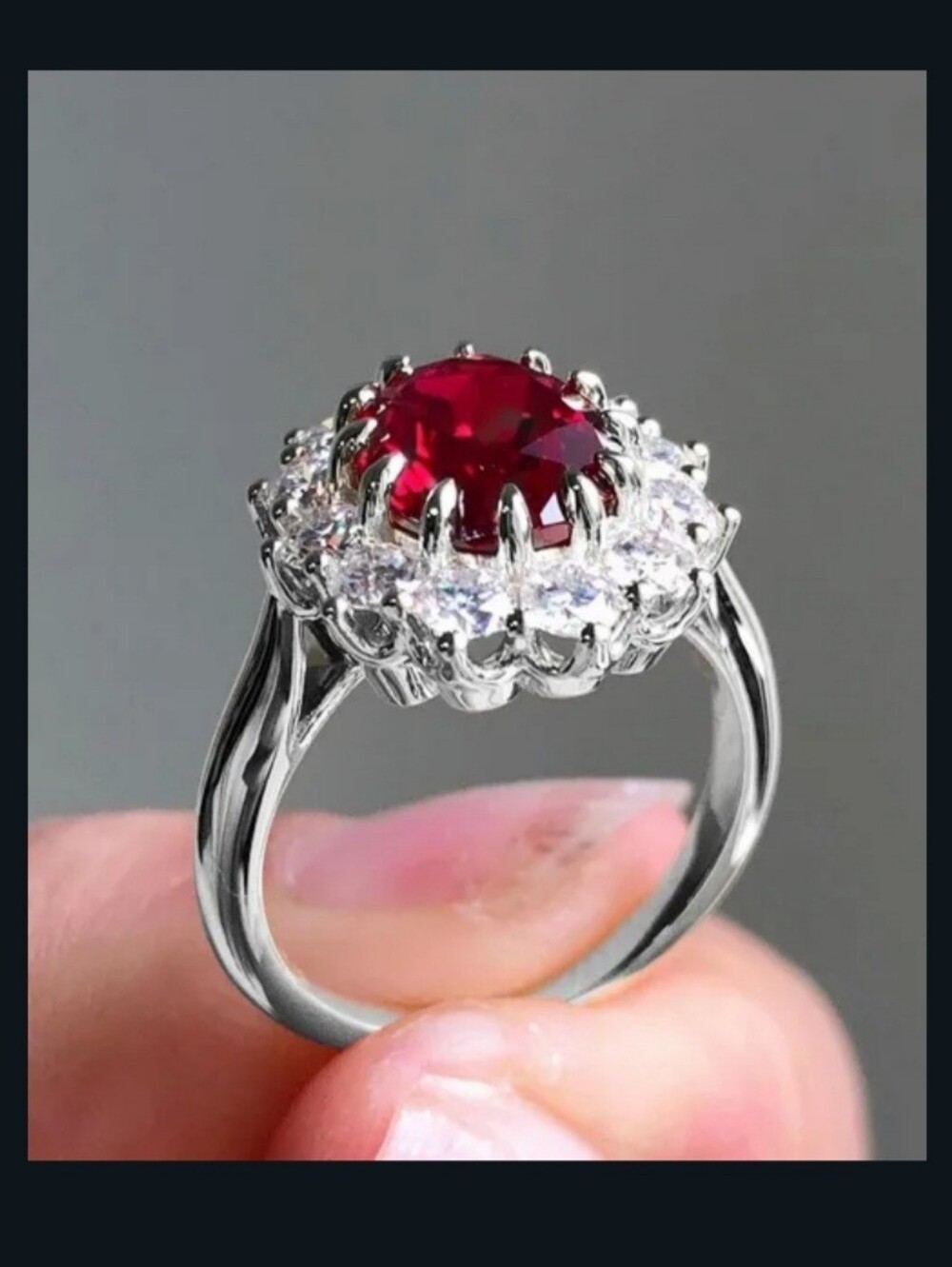 New 18k White Gold Pink Ruby Diamond Ring